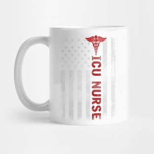 ICU Nurse Critical Care American Flag  4th Of July Mug